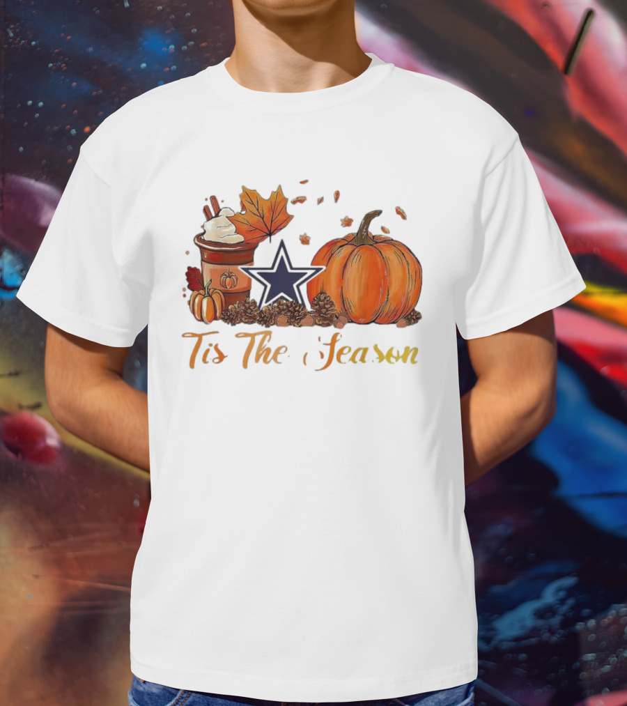 Dallas Cowboys Tis The Season Pumpkin Latte Autumn Decor T-Shirt