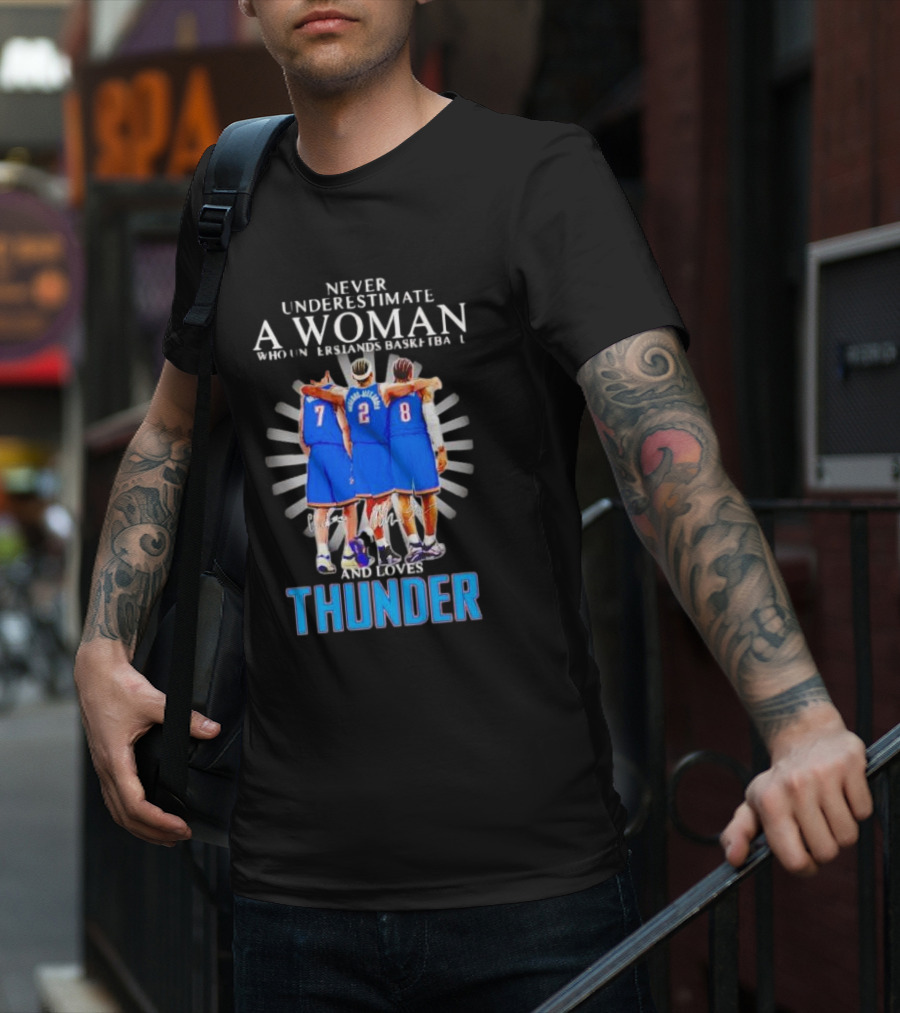 Never Underestimate A Woman Who Understands Basketball And Loves Thunder Players T-Shirt