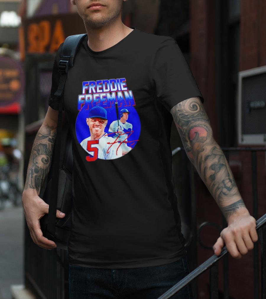 Freddie Freeman Los Angeles Dodgers 5 Signature Baseball T-Shirt