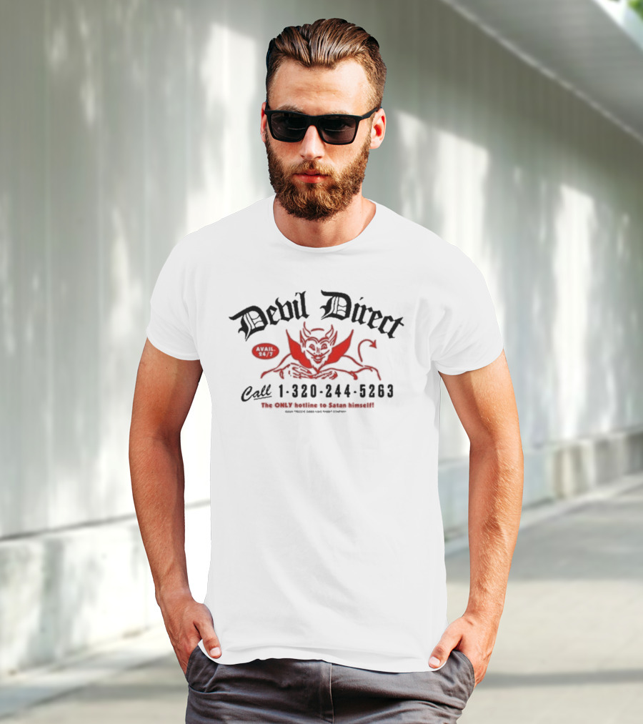 Devil Direct Call Hotline To Satan 24/7 1-320-244-5263 T-Shirt
