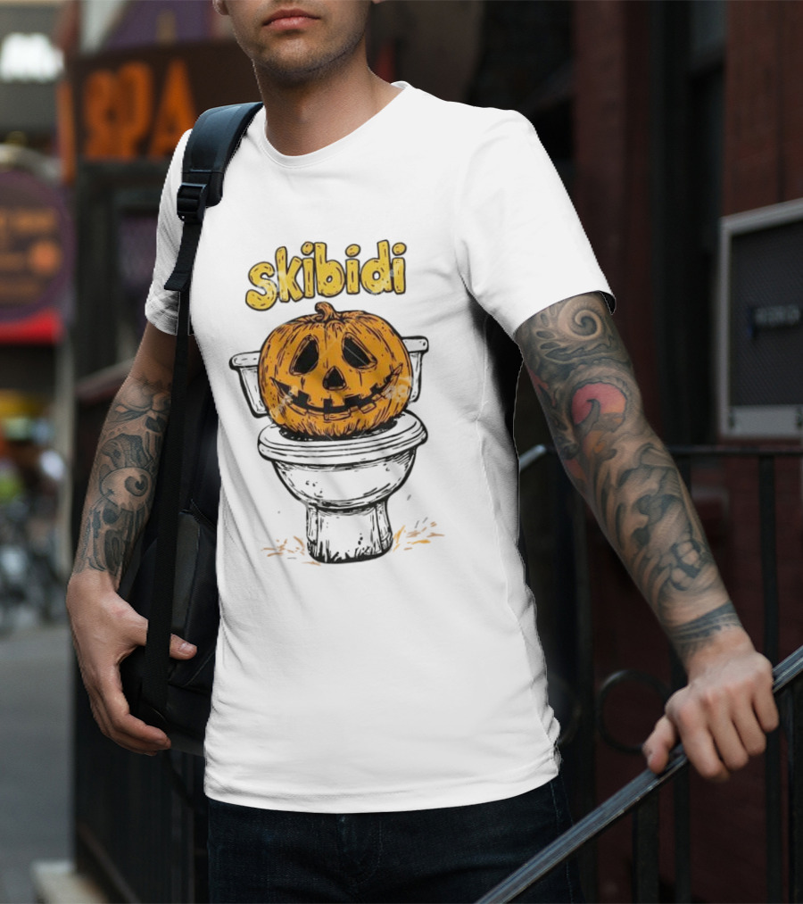 Skibidi Pumpkin On Toilet Jack-o'-Lantern T-Shirt