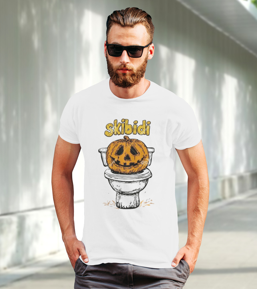 Skibidi Pumpkin On Toilet Jack-o'-Lantern T-Shirt