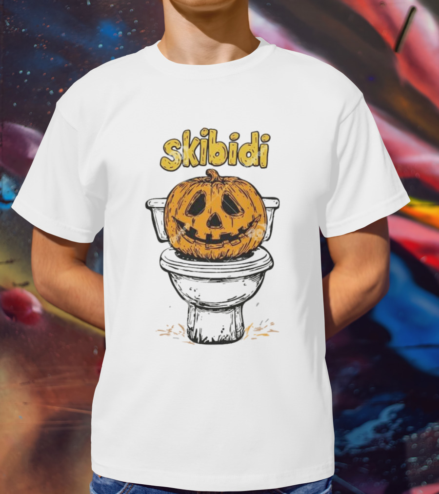 Skibidi Pumpkin On Toilet Jack-o'-Lantern T-Shirt