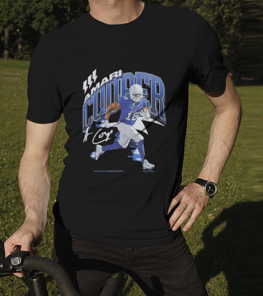 Amari Cooper Signature Football Player 18 With Energetic Blue T-Shirt
