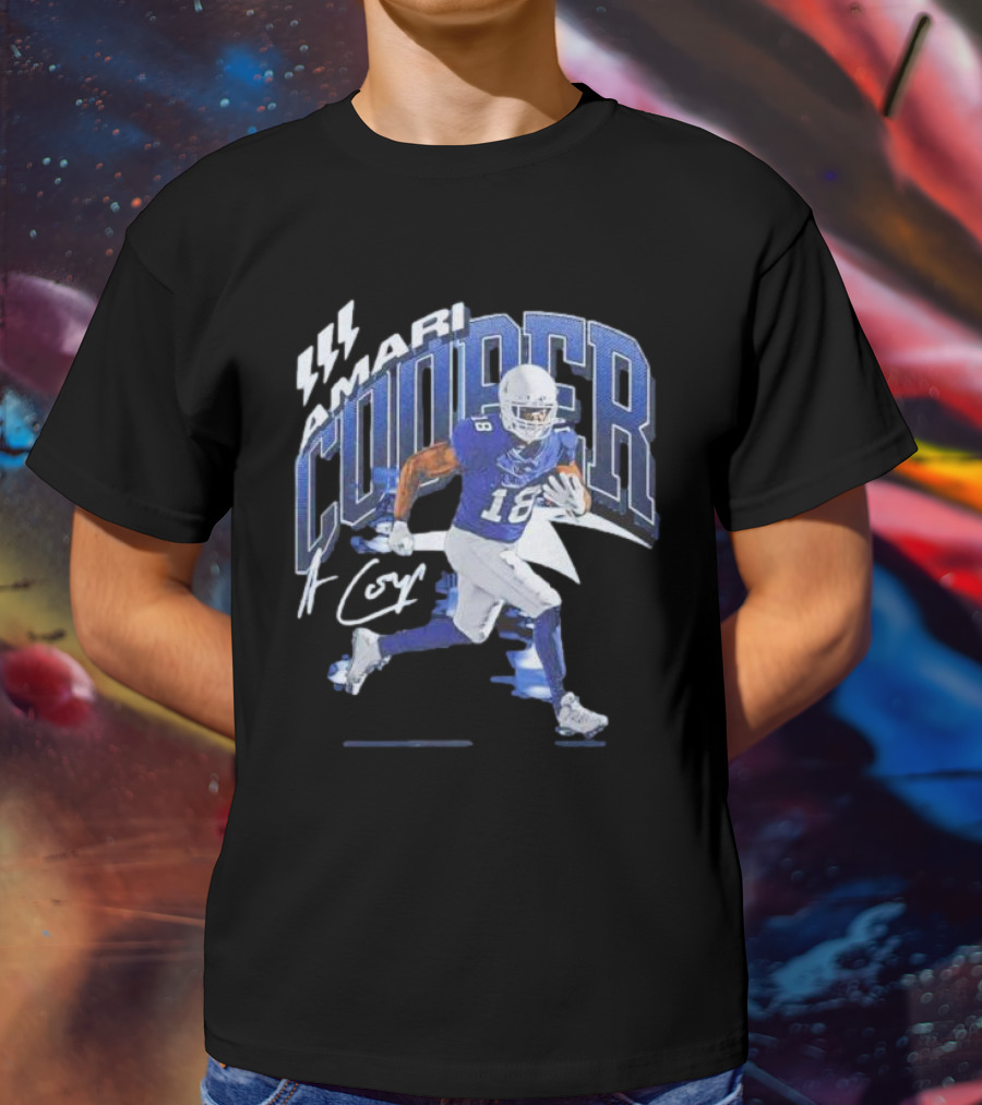 Amari Cooper Signature Football Player 18 With Energetic Blue T-Shirt
