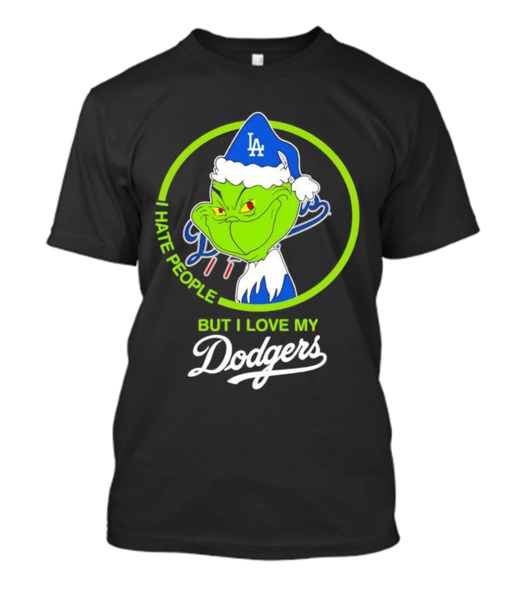 Grinch I Hate People But I Love My LA Dodgers Christmas T-Shirt