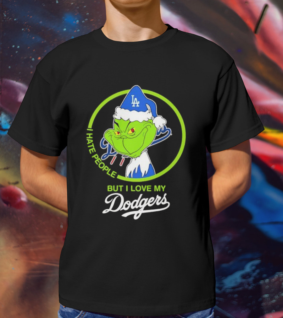 Grinch I Hate People But I Love My LA Dodgers Christmas T-Shirt