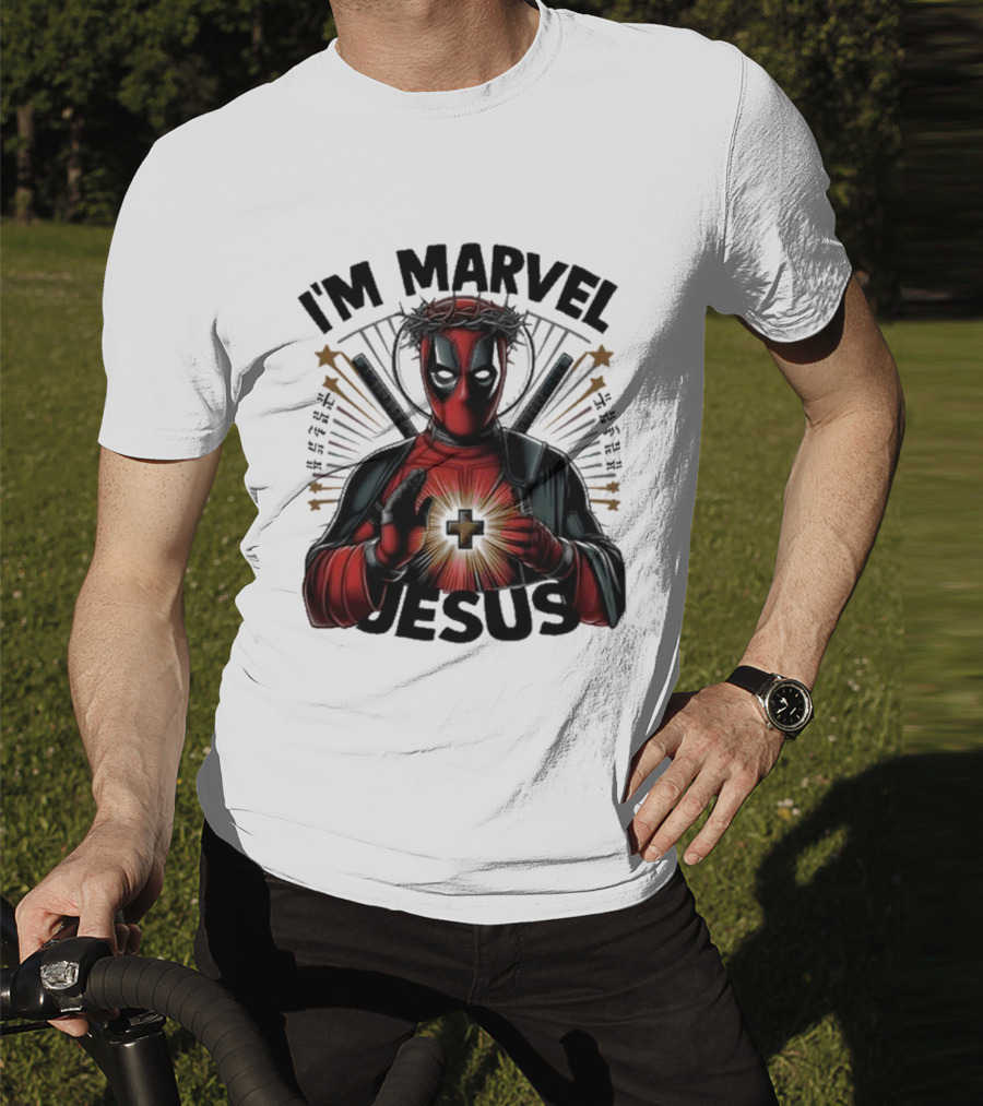 I'm Marvel Jesus Deadpool With Cross Halo And Swords T-Shirt