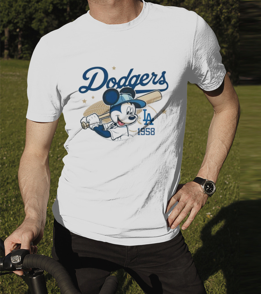 Mickey Mouse Dodgers LA 1958 Baseball MLB Team Retro Fashion T-Shirt