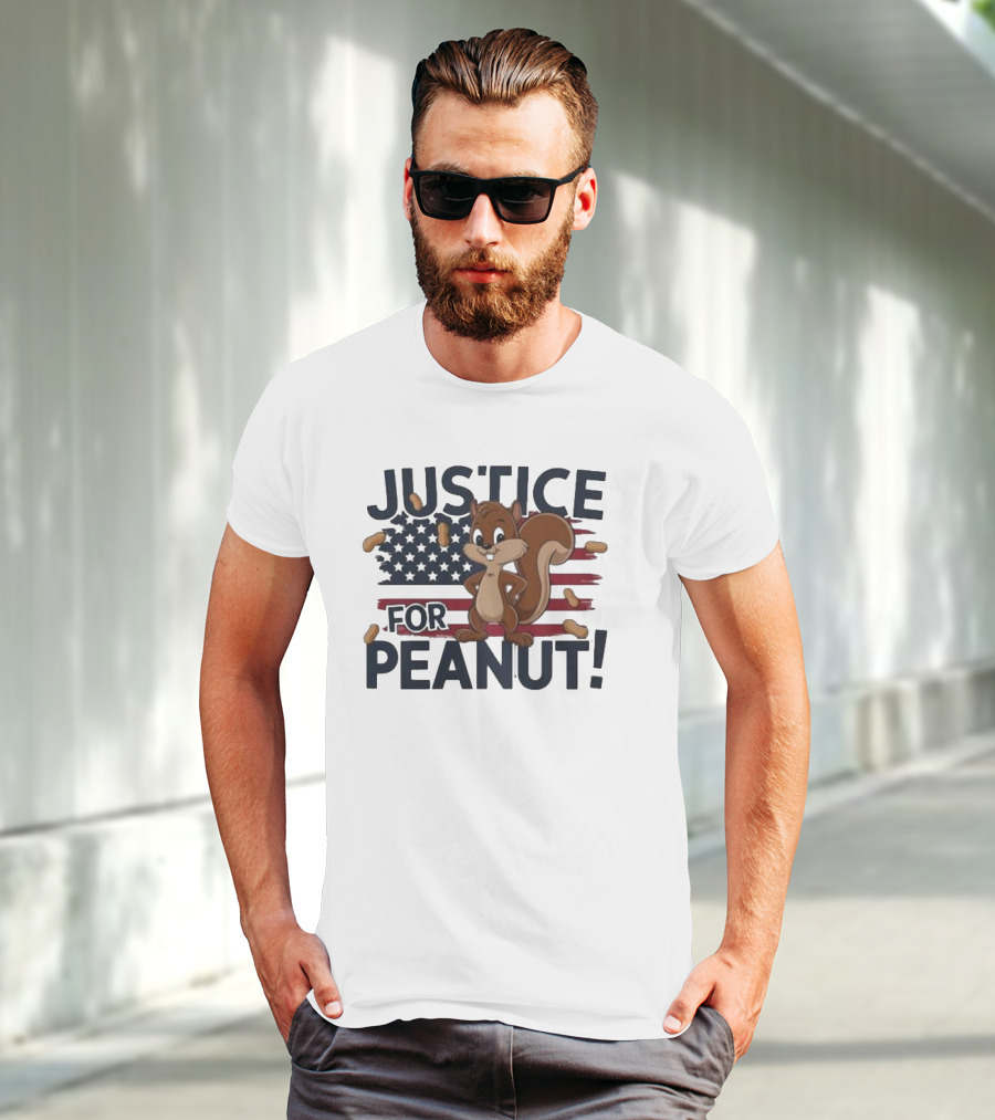 Justice For Peanut The Squirrel American Flag Peanuts T-Shirt