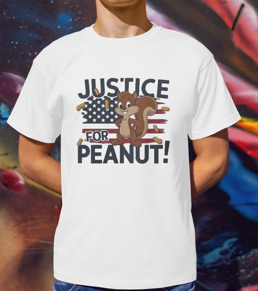 Justice For Peanut The Squirrel American Flag Peanuts T-Shirt