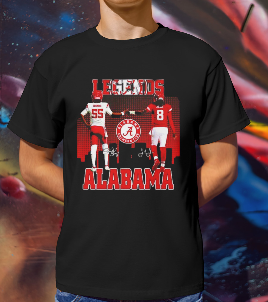 Alabama Crimson Tide Legends Thomas And Jones Signatures Cityline Red T-Shirt
