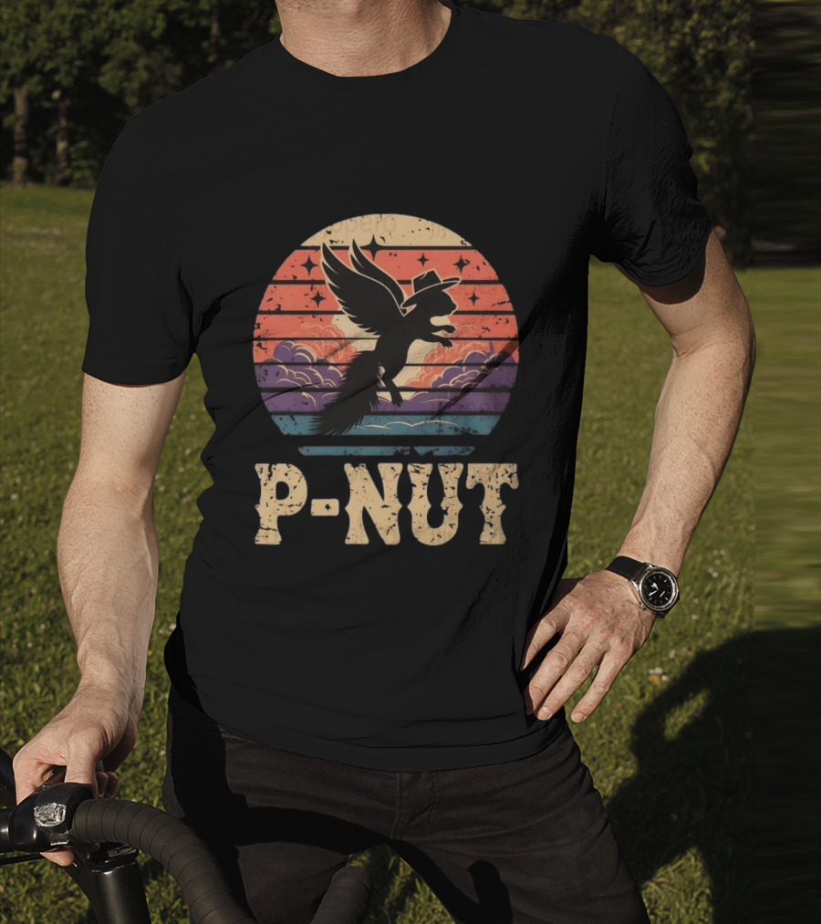 P-Nut Flying Squirrel In Hat With Sunset Sky Justice For Peanut T-Shirt
