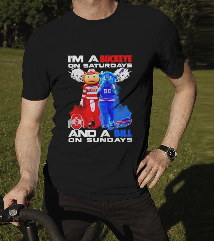 I’m A Buckeye On Saturdays And A Bill On Sundays Ohio State Buffalo Mascots Helmets T-Shirt