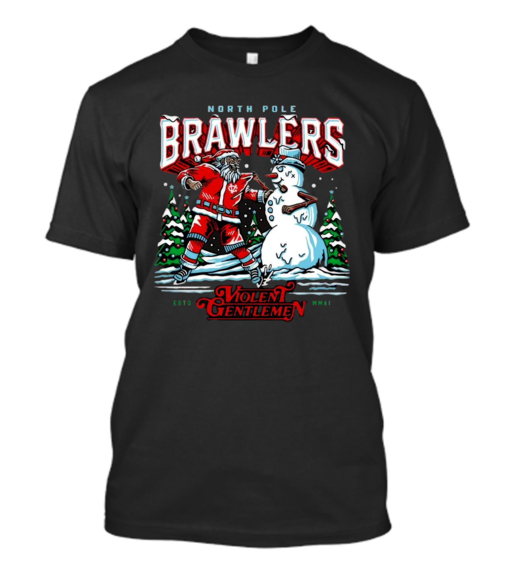 North Pole Brawlers Violent Gentlemen ESTD MMXI Christmas T-Shirt