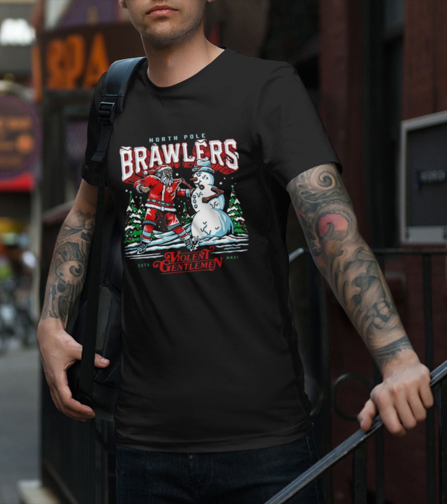 North Pole Brawlers Violent Gentlemen ESTD MMXI Christmas T-Shirt