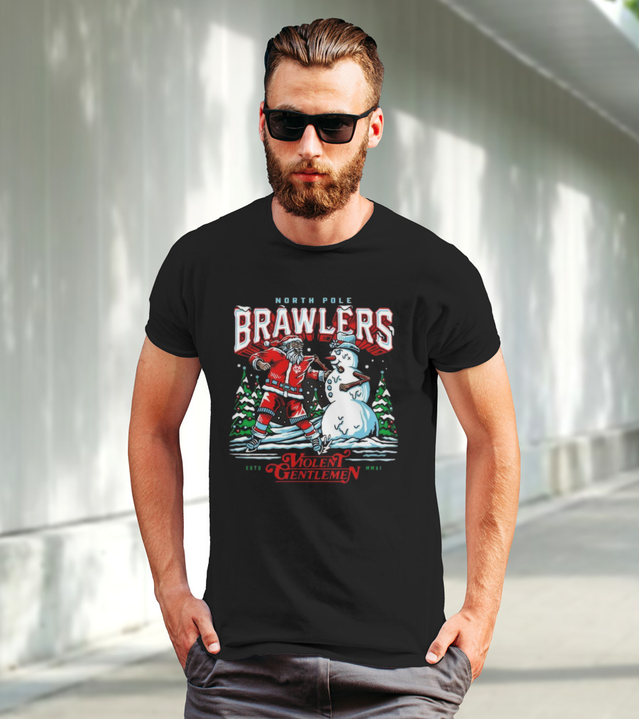 North Pole Brawlers Violent Gentlemen ESTD MMXI Christmas T-Shirt