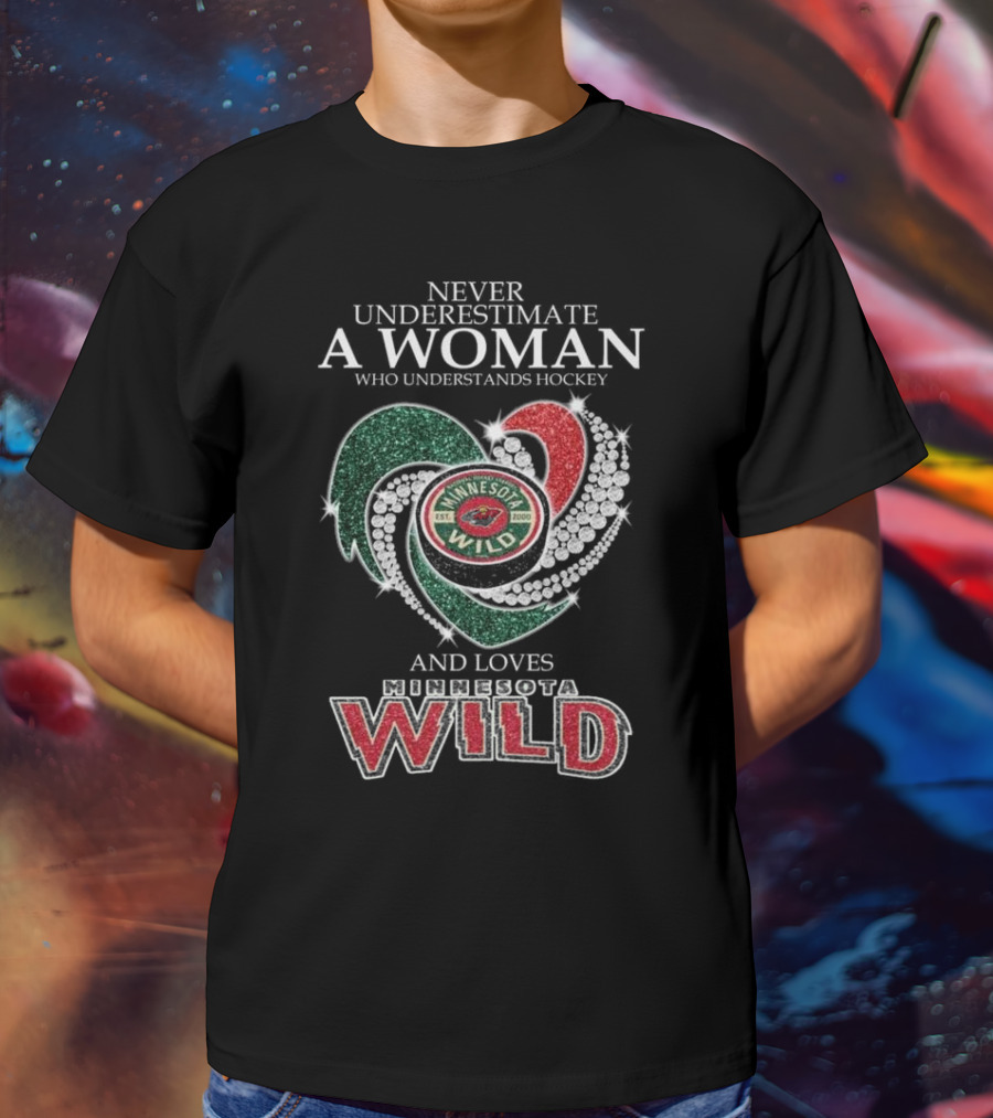 Never Underestimate A Woman Who Understands And Loves Minnesota Wild Hockey T-Shirt