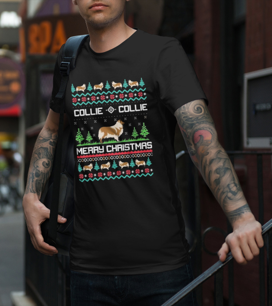 Collie Collie Merry Christmas Ugly Sweater T-Shirt