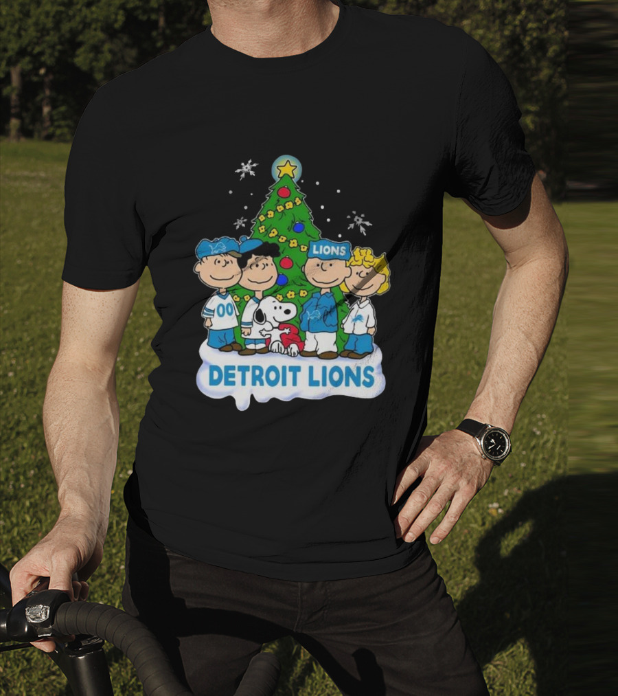Detroit Lions Peanuts Merry Christmas T-Shirt