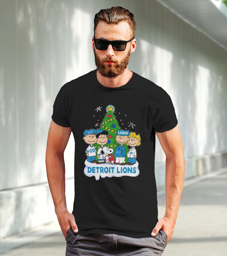 Detroit Lions Peanuts Merry Christmas T-Shirt