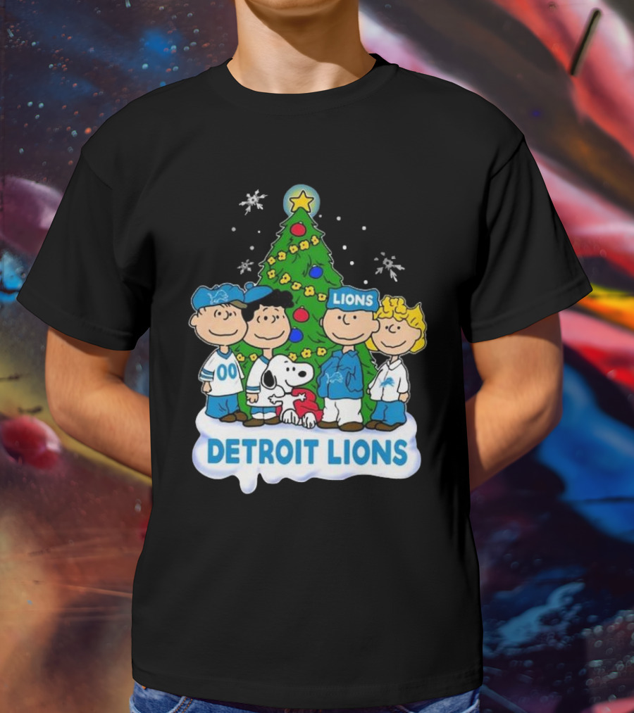 Detroit Lions Peanuts Merry Christmas T-Shirt