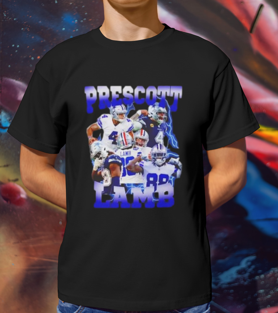 Prescott Lamb Dallas Cowboys Football Stars Collage T-Shirt