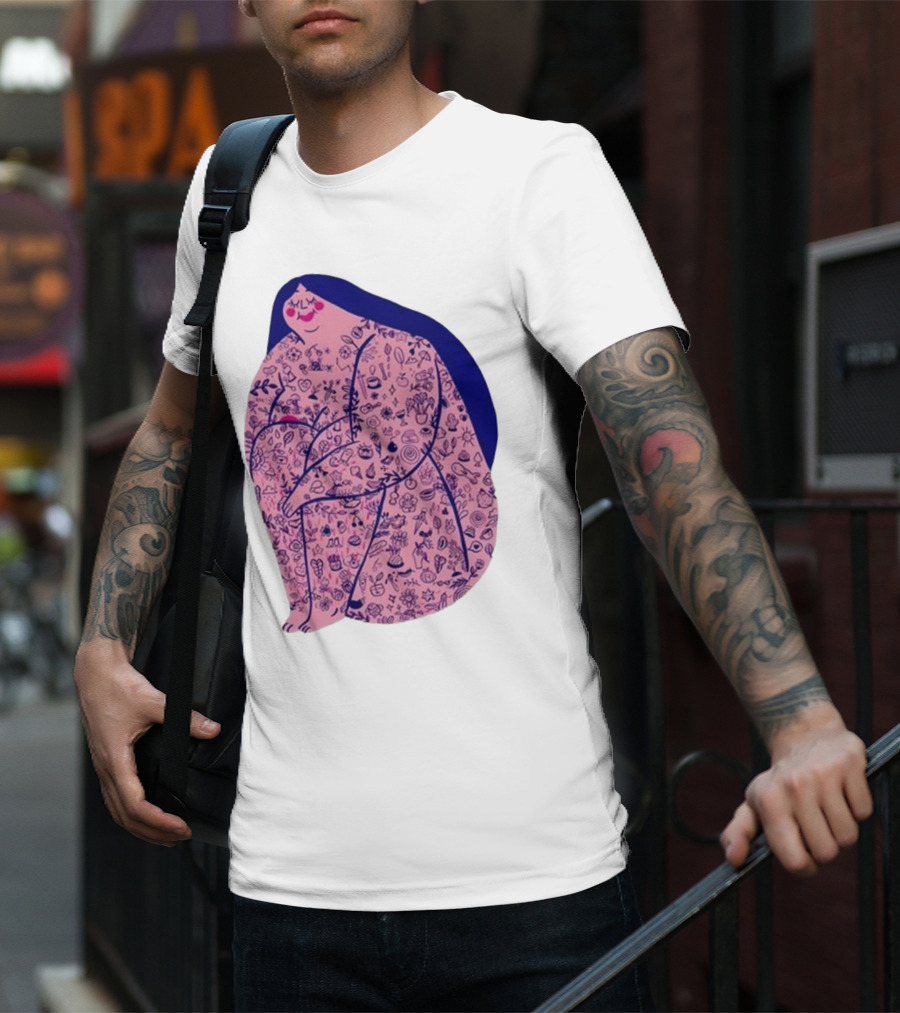 Marie Boiseau Tatouée Pink Figure With Detailed T-Shirt
