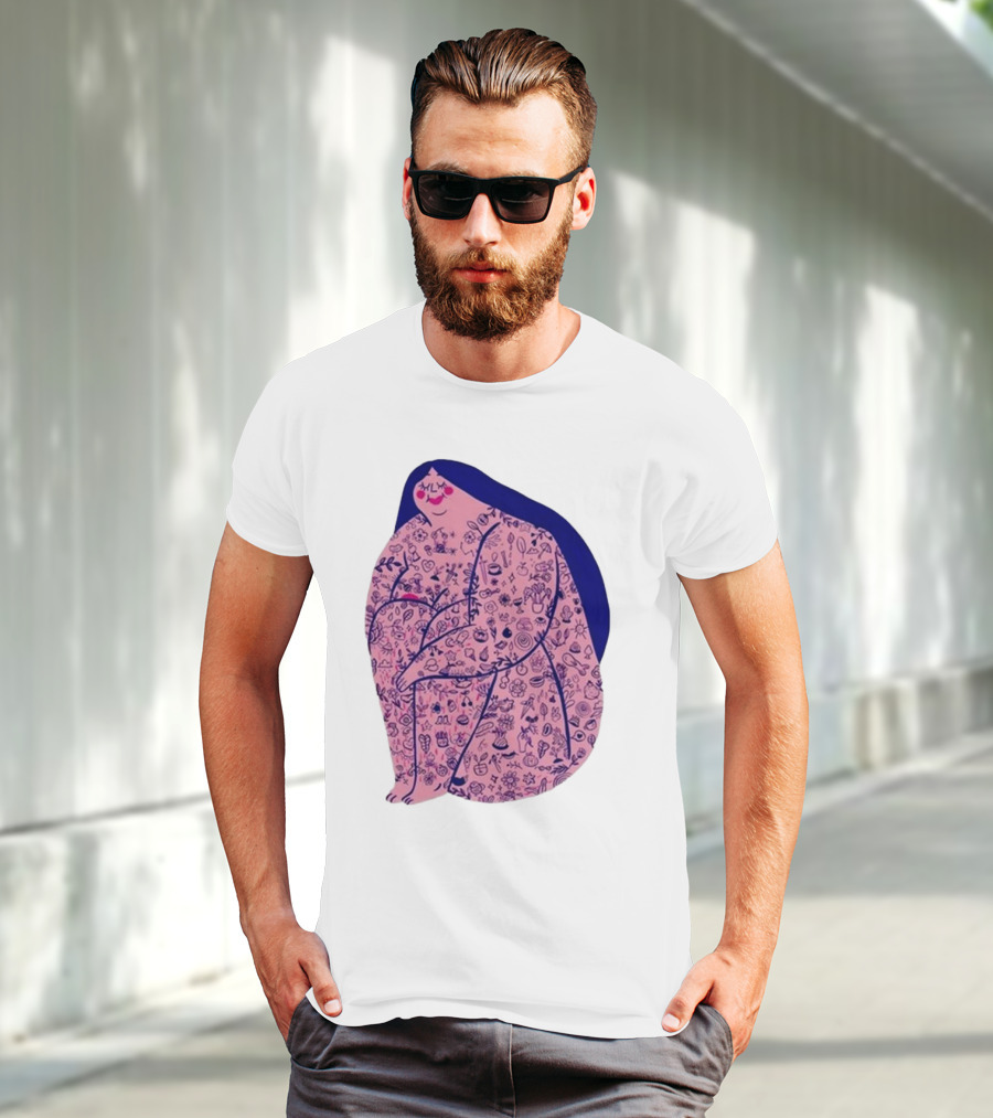 Marie Boiseau Tatouée Pink Figure With Detailed T-Shirt
