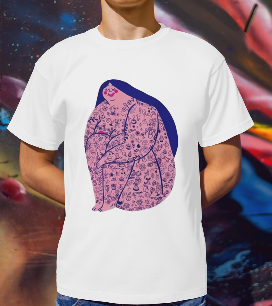 Marie Boiseau Tatouée Pink Figure With Detailed T-Shirt