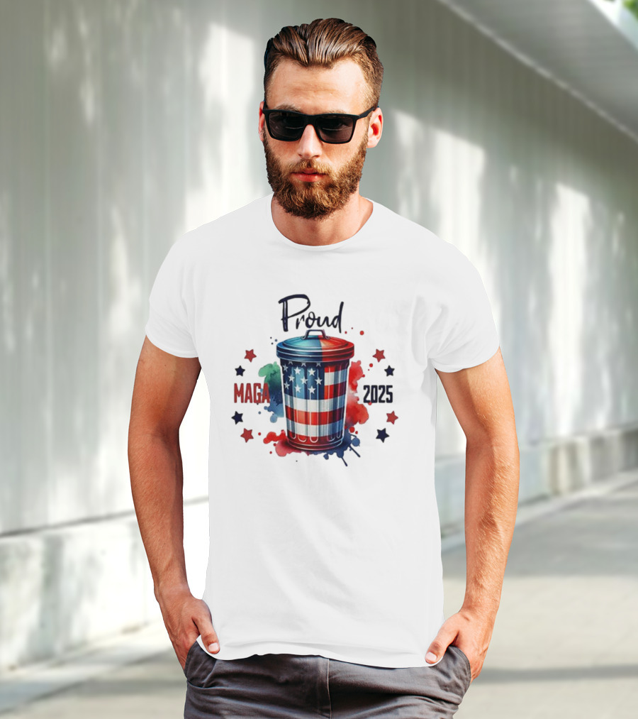 Proud MAGA 2025 Patriotic Trash Can T-Shirt