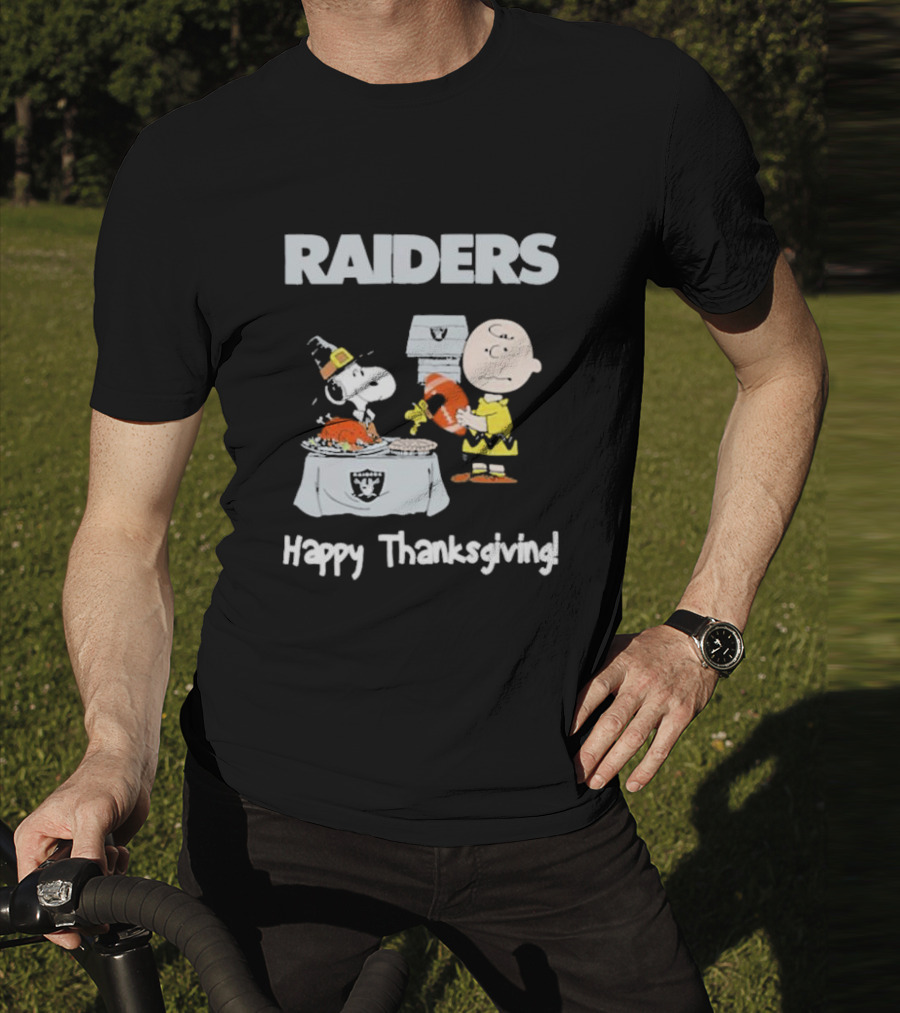 Raiders Charlie Brown Snoopy Happy Thanksgiving T-Shirt