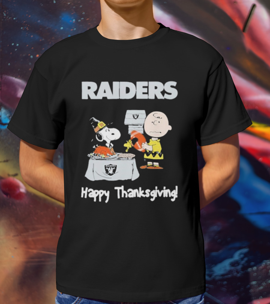Raiders Charlie Brown Snoopy Happy Thanksgiving T-Shirt