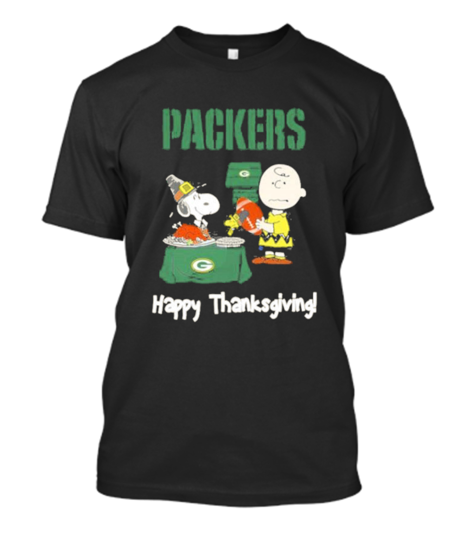 Charlie Brown Snoopy Packers Happy Thanksgiving T-Shirt