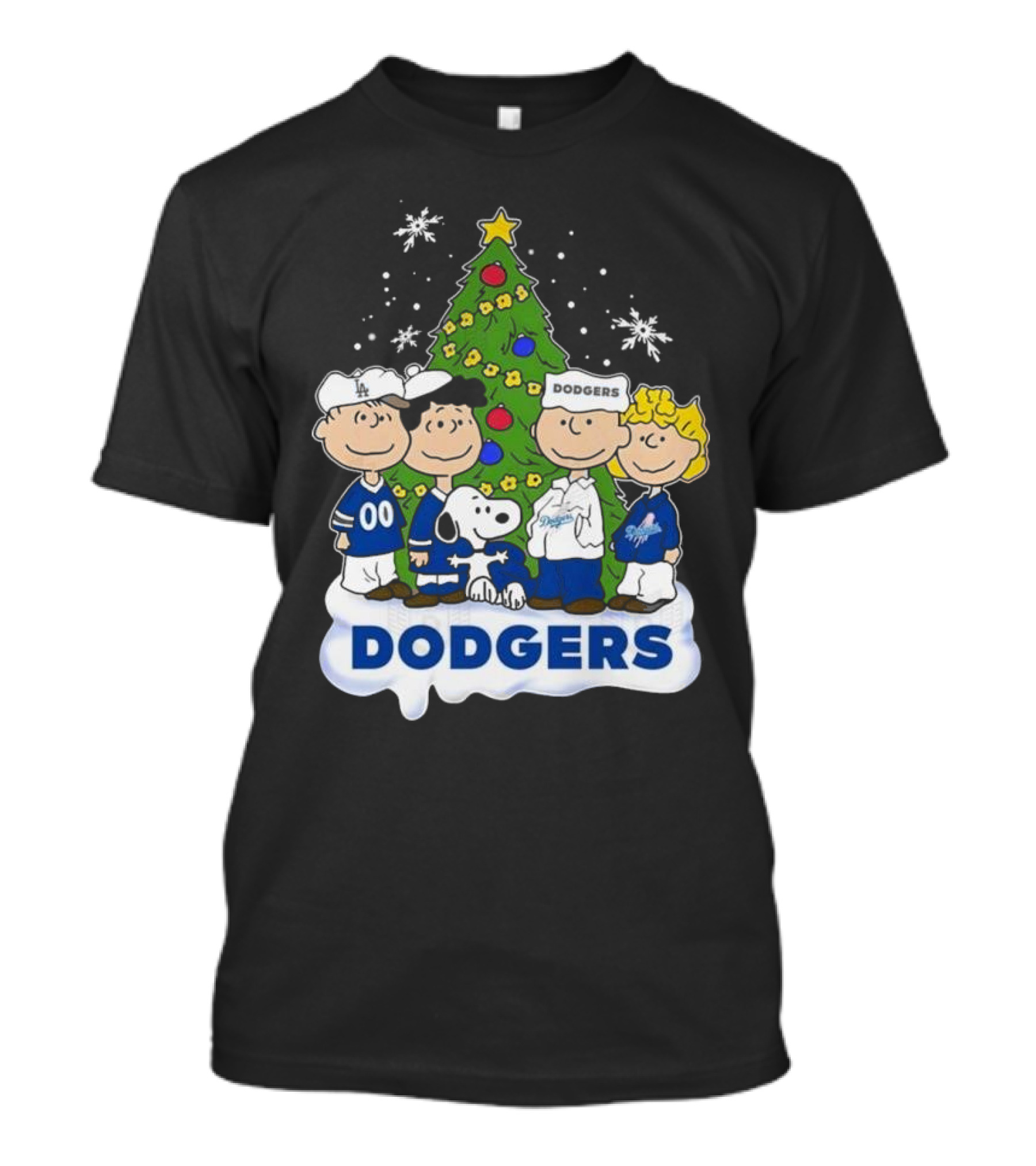 Los Angeles Dodgers Merry Christmas With Snoopy And Peanuts Characters T-Shirt