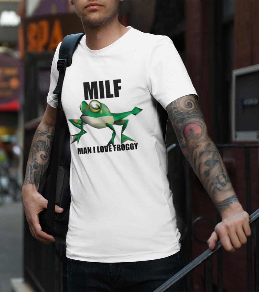 MILF Man I Love Froggy Cute Green Cartoon Frog T-Shirt