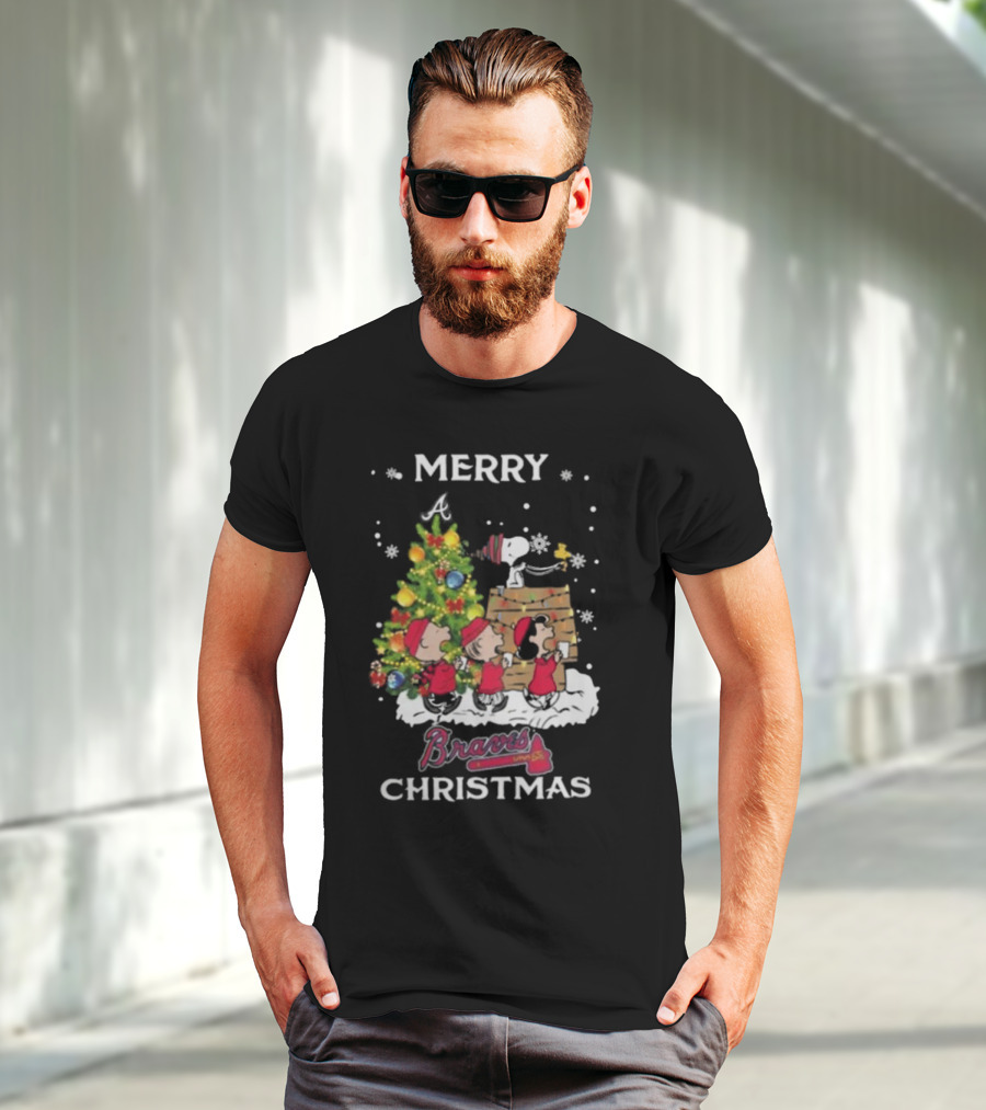 Merry Christmas Atlanta Braves Snoopy And Friends T-Shirt