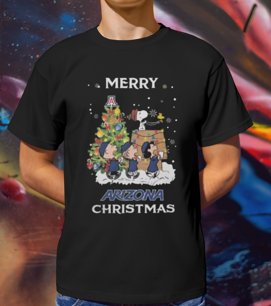 Merry Arizona Christmas Wildcats Snoopy And Friends T-Shirt