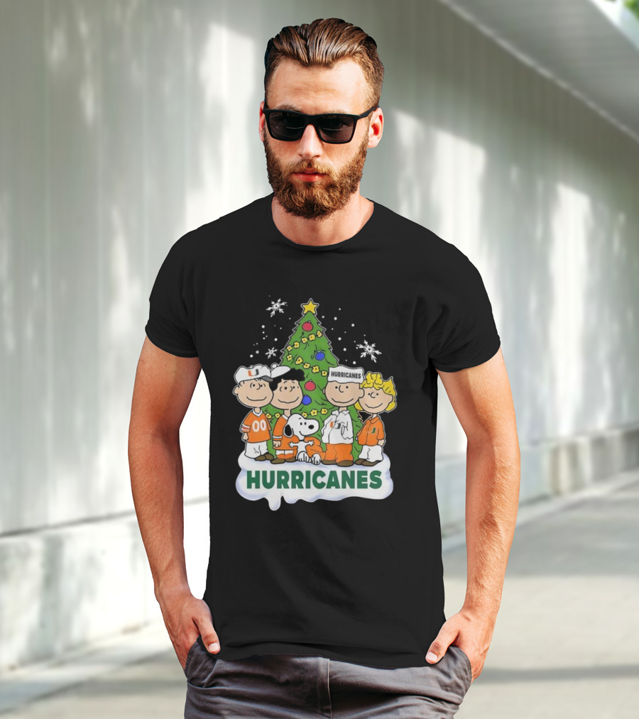 Miami Hurricanes Snoopy And Friends Christmas Tree T-Shirt