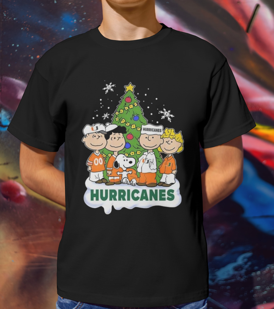 Miami Hurricanes Snoopy And Friends Christmas Tree T-Shirt