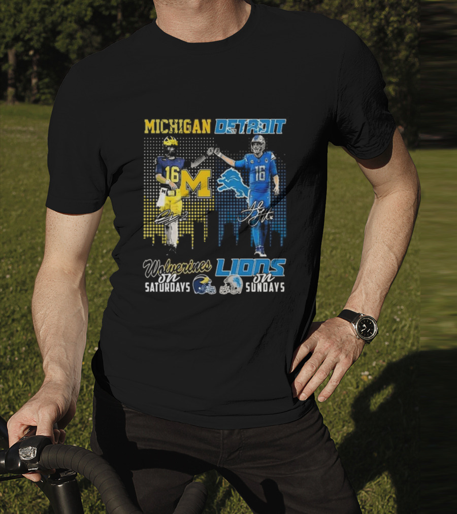 Michigan Detroit Wolverines On Saturdays Lions On Sundays T-Shirt