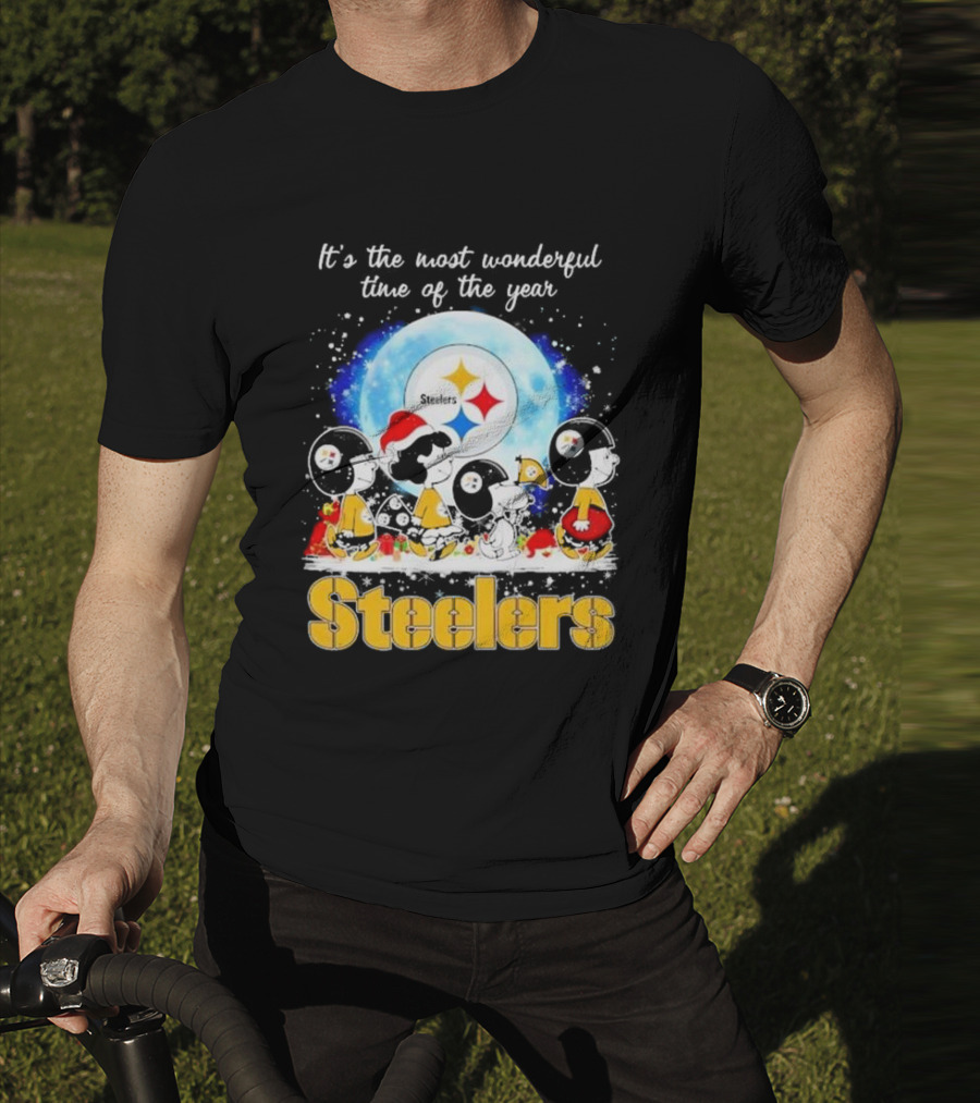 Peanuts Steelers Christmas It's The Most Wonderful Time Of The Year T-Shirt