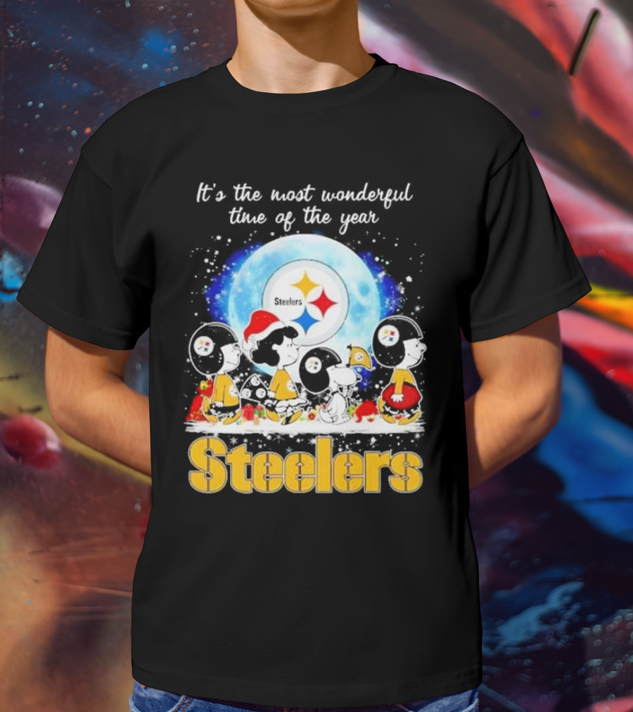 Peanuts Steelers Christmas It's The Most Wonderful Time Of The Year T-Shirt