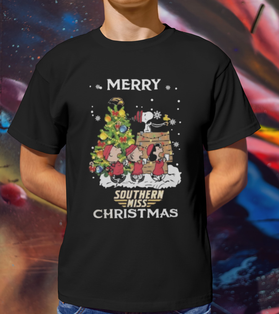 Southern Miss Christmas Snoopy And Friends Merry T-Shirt