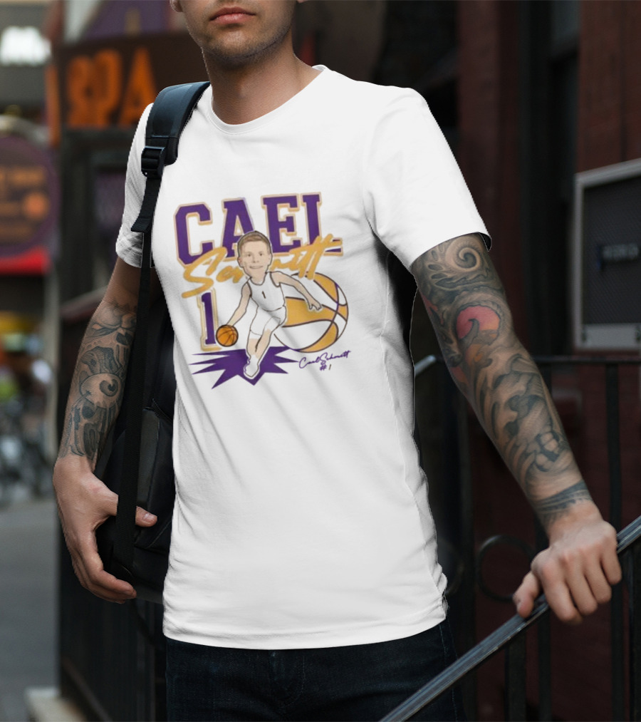 Cael Schmitt Northern Iowa Panthers Basketball Signature Cartoon Player Cael Schmitt #1 T-Shirt