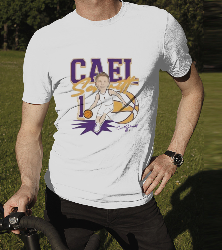 Cael Schmitt Northern Iowa Panthers Basketball Signature Cartoon Player Cael Schmitt #1 T-Shirt