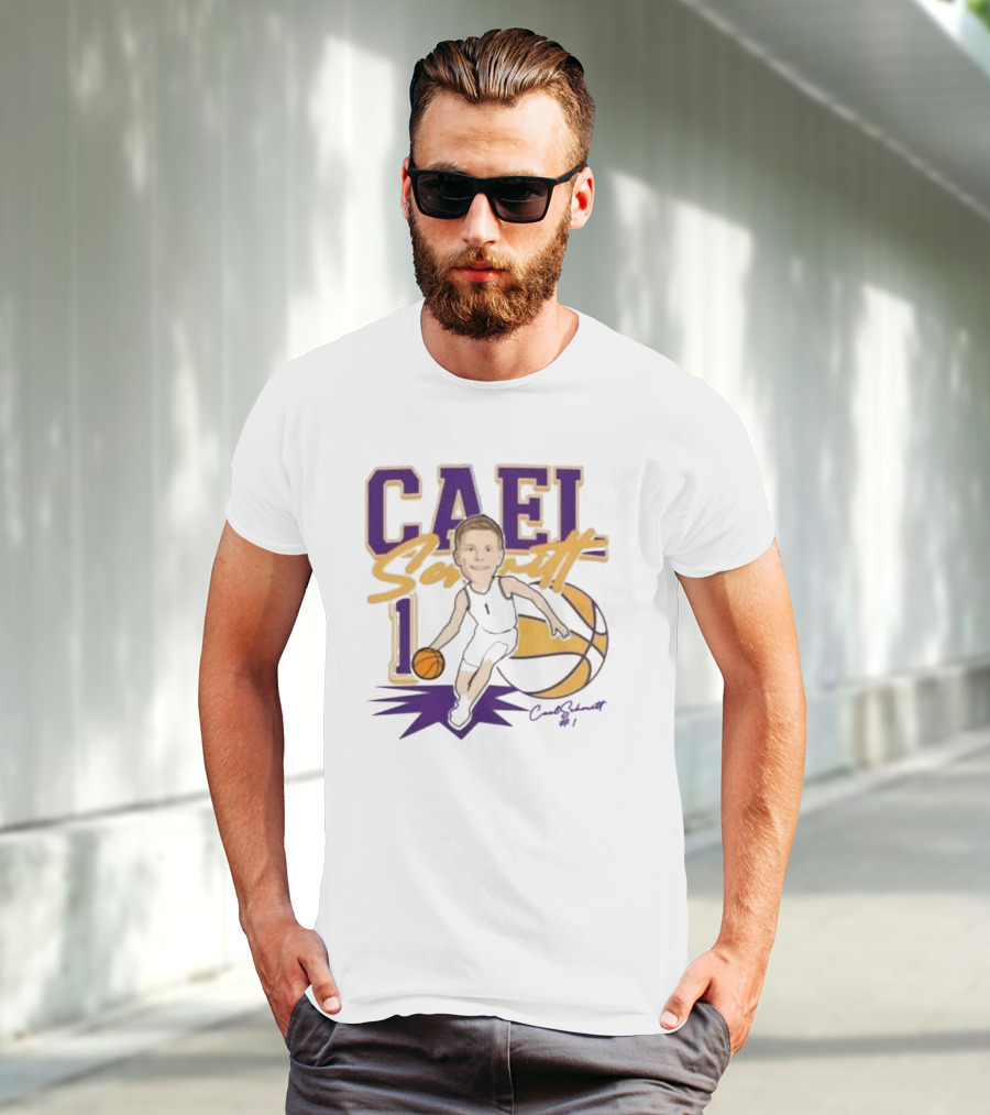 Cael Schmitt Northern Iowa Panthers Basketball Signature Cartoon Player Cael Schmitt #1 T-Shirt