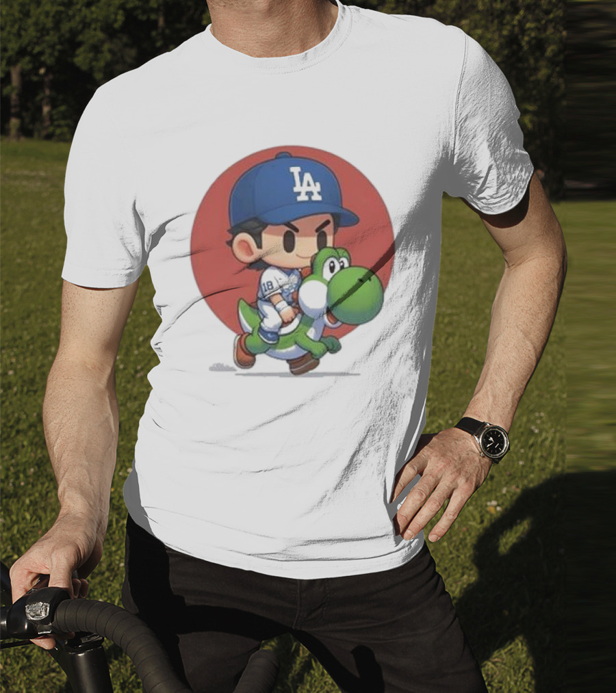 Doyers LA Riding Yoshi Yoshinobu Yamamoto Baseball Character T-Shirt