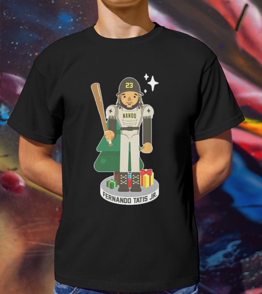 Fernando Tatis Jr. Nando 23 MLBPA Nutcracker With Baseball Bat And Gifts T-Shirt