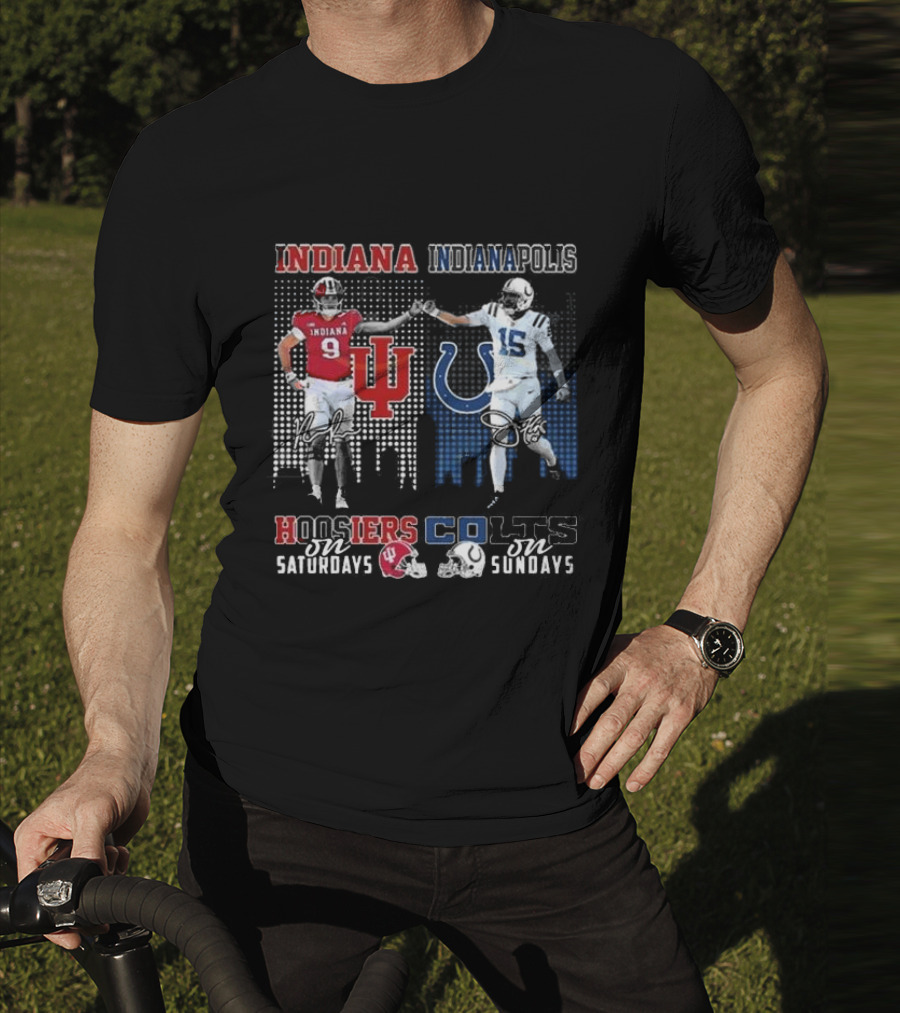Indiana Hoosiers Indianapolis Colts Hoosiers On Saturdays Colts On Sundays T-Shirt